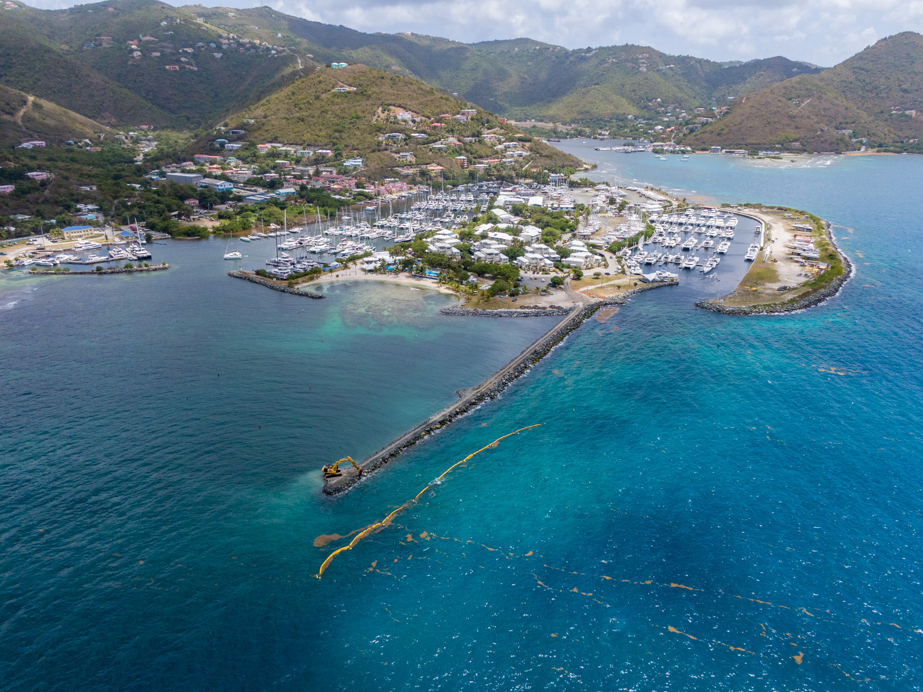 Nanny Cay South Marina aerial view of breakwater
