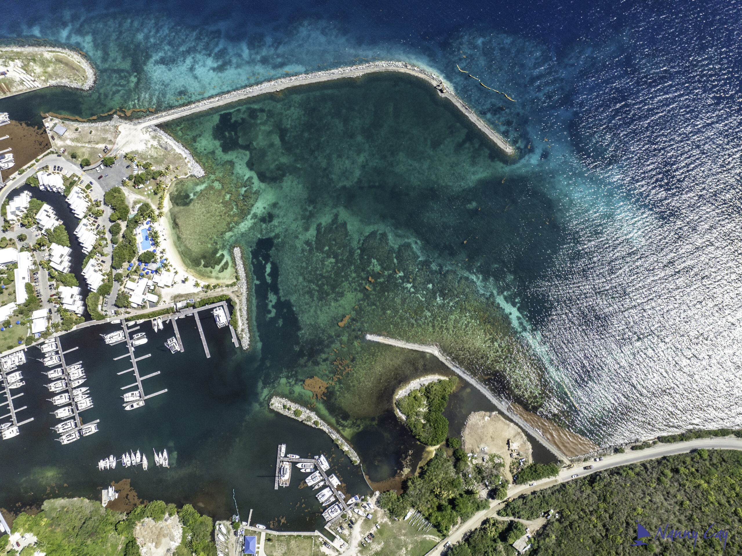 The breakwater for Nanny Cay's new south marina reaches full length.